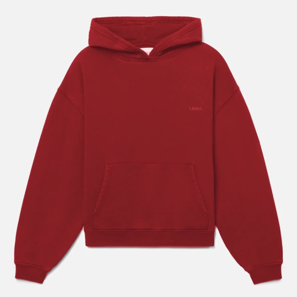 LDMA HERITAGE HOODIE Red Oversized Draped Look Cozy Sweatshirt - XS